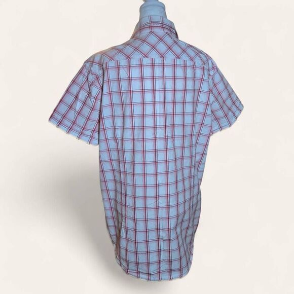 Kenneth Cole Reaction Mens Size XL Red/White Plaid Button Up Shirt - Picture 4 of 6